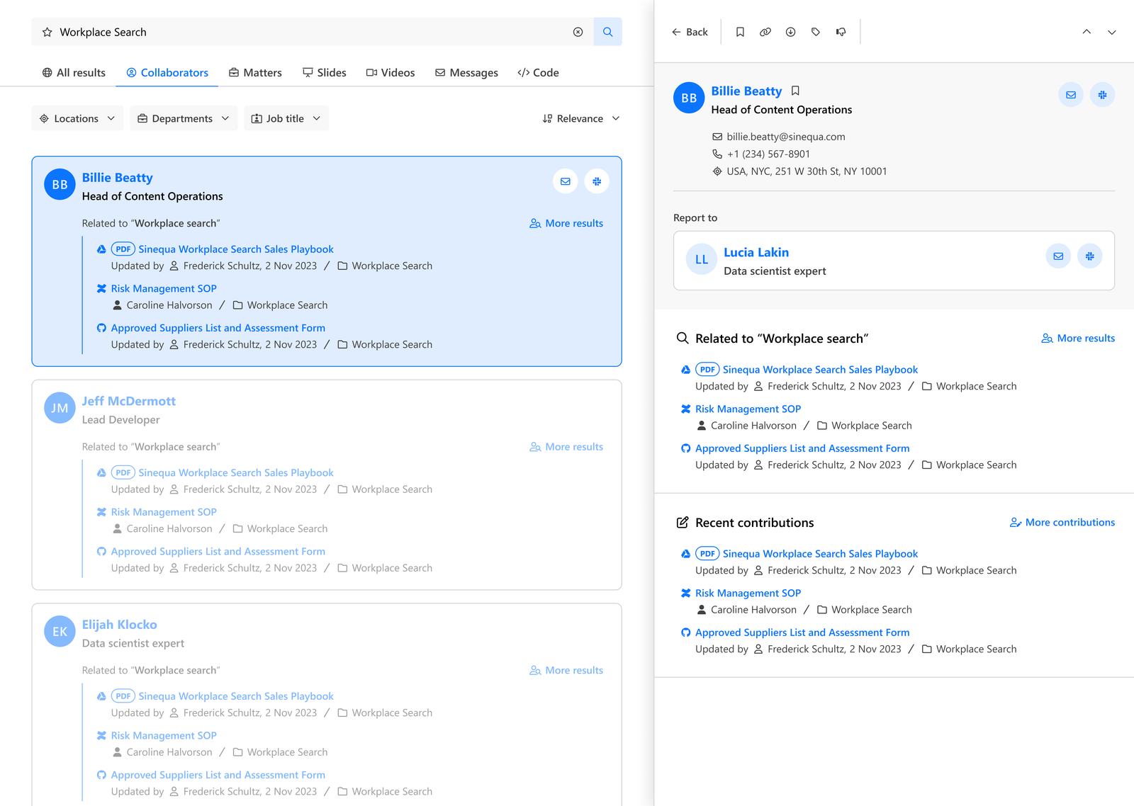 Sinequa — Vue collaborative