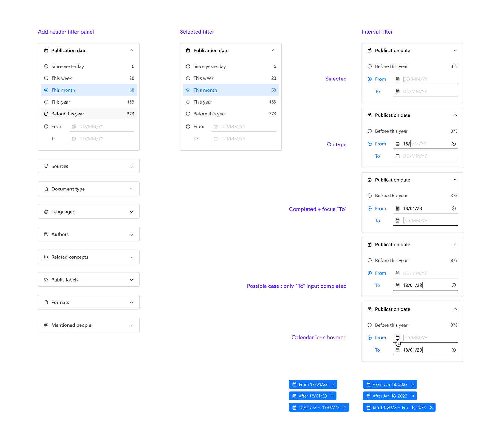 Sinequa — Filtres de recherche
