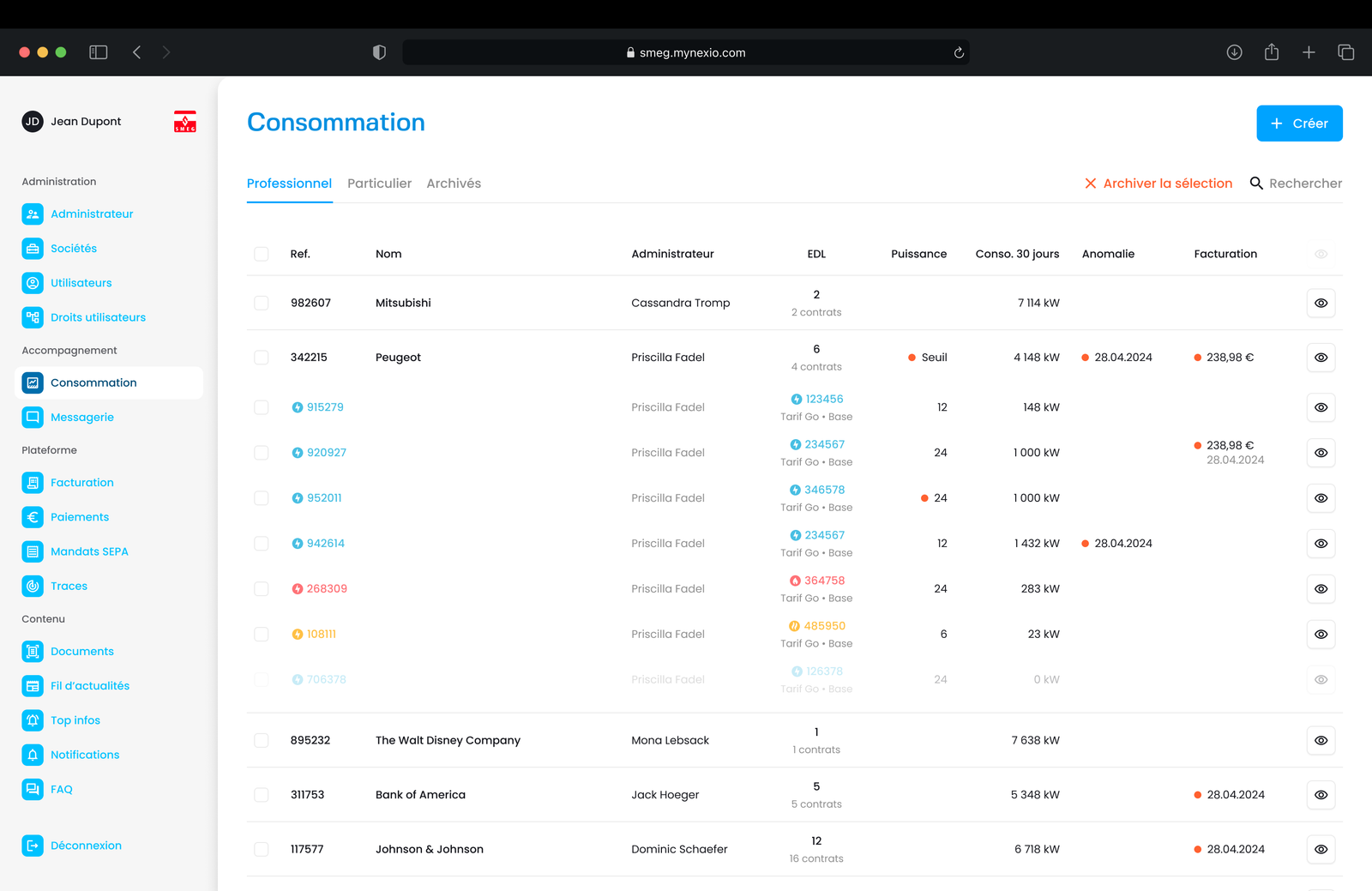 SMEG — Back-office gestion de compte